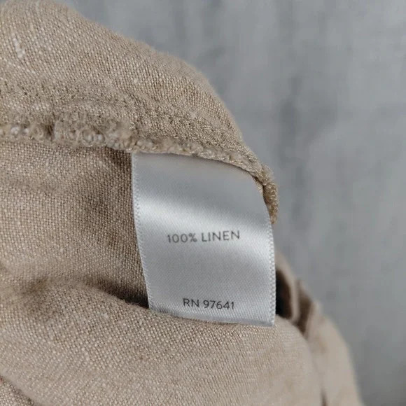 J. Jill Love Linen Tan Beige Wide Leg Cropped Pants Womens Medium Elastic Back - Picture 4 of 8